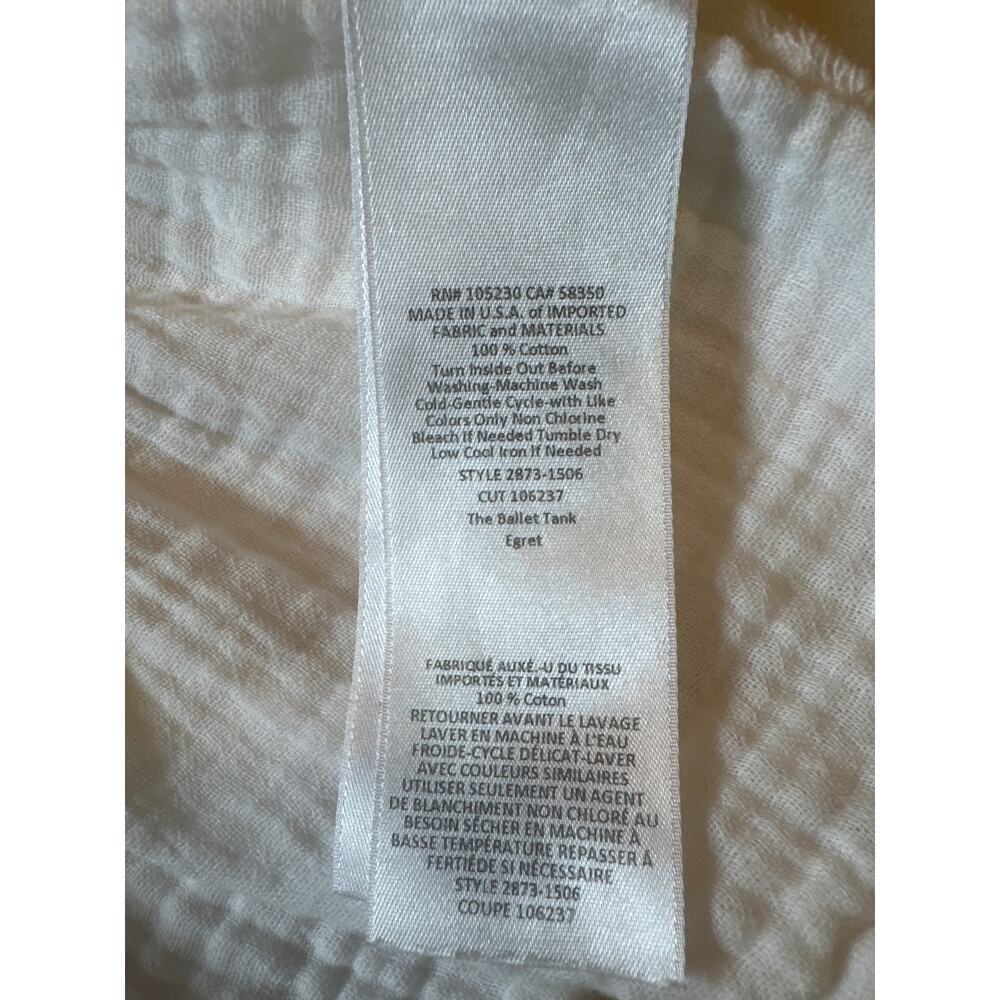 Current Elliott Women's Ballet Tank Top White Cotton Gauze Raw Hem Size 2 - Picture 5 of 7